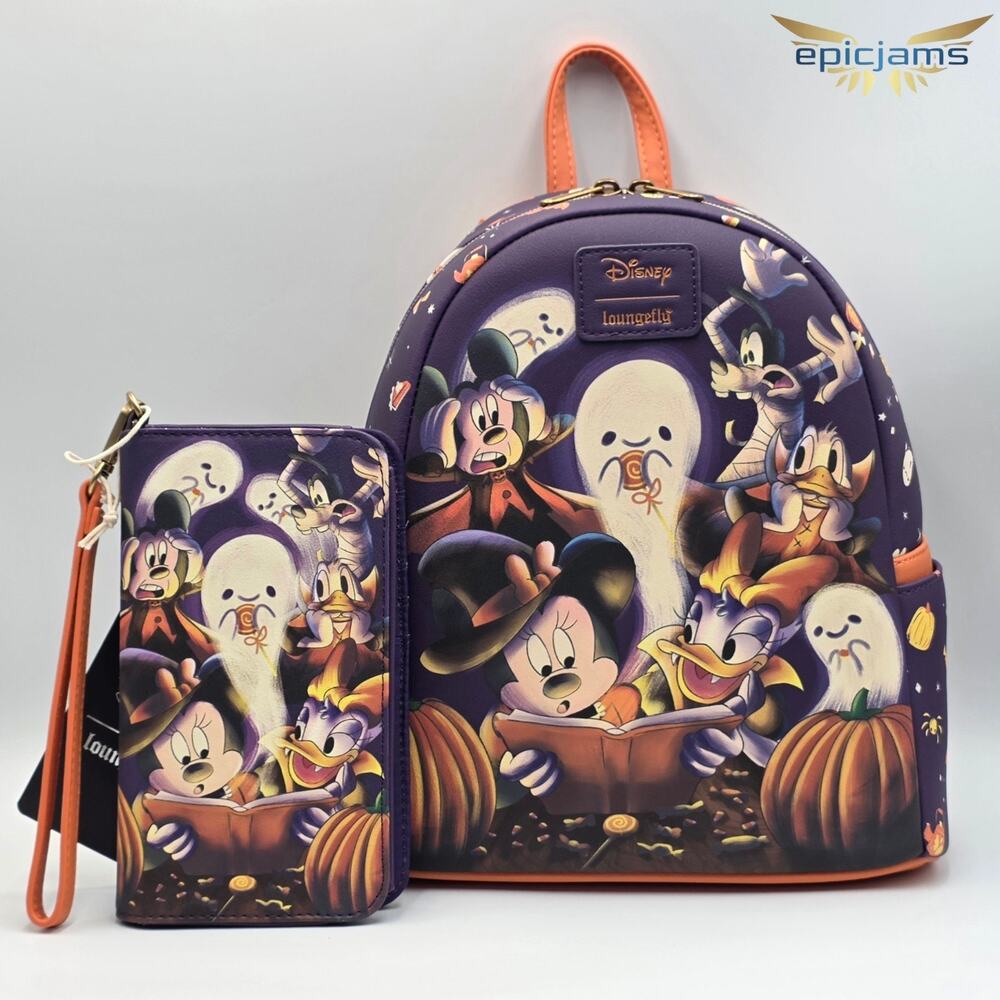 Loungefly Disney Minnie and Mickey Mouse Halloween Ghost Story Mini Backpack New